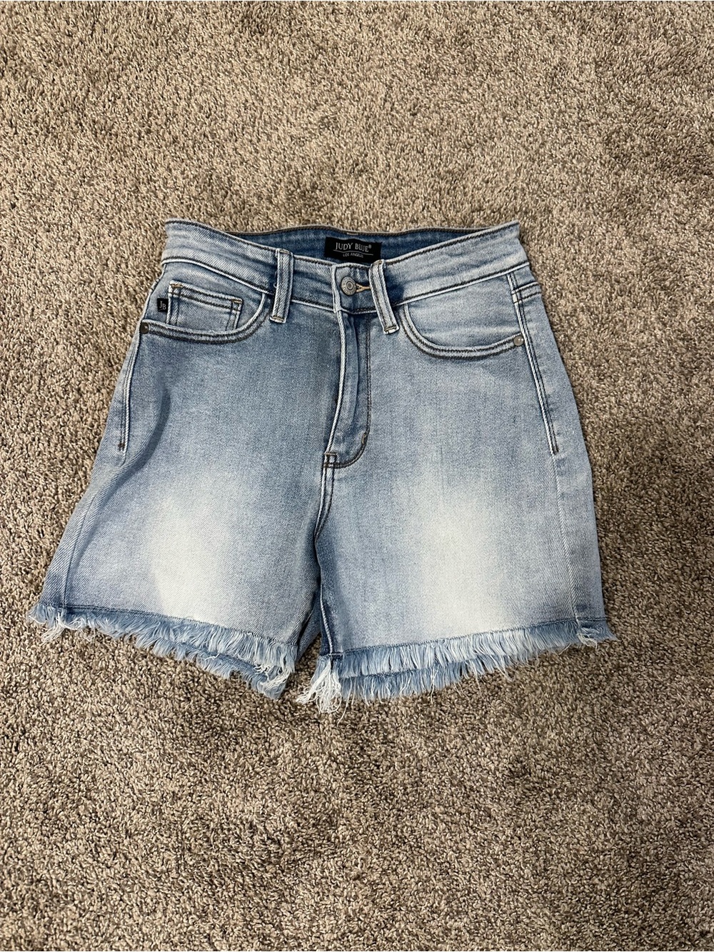 Judy Blue Light Blue Frayed Hem Denim Shorts
